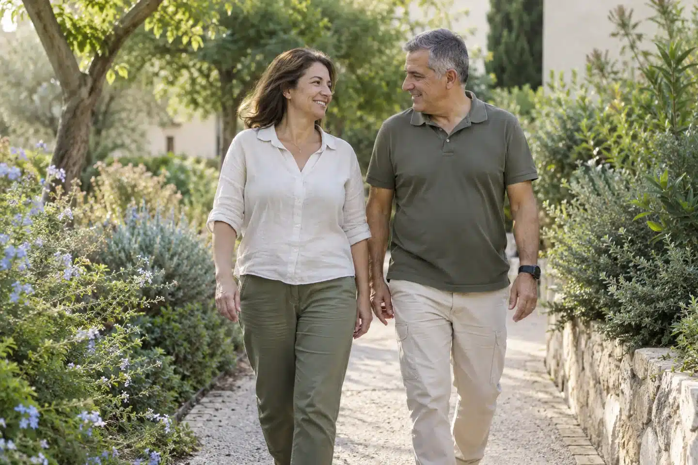 הליכה משותפת בשביל מואר — המחשה של חזרה הדרגתית לשגרה — המחשת AI