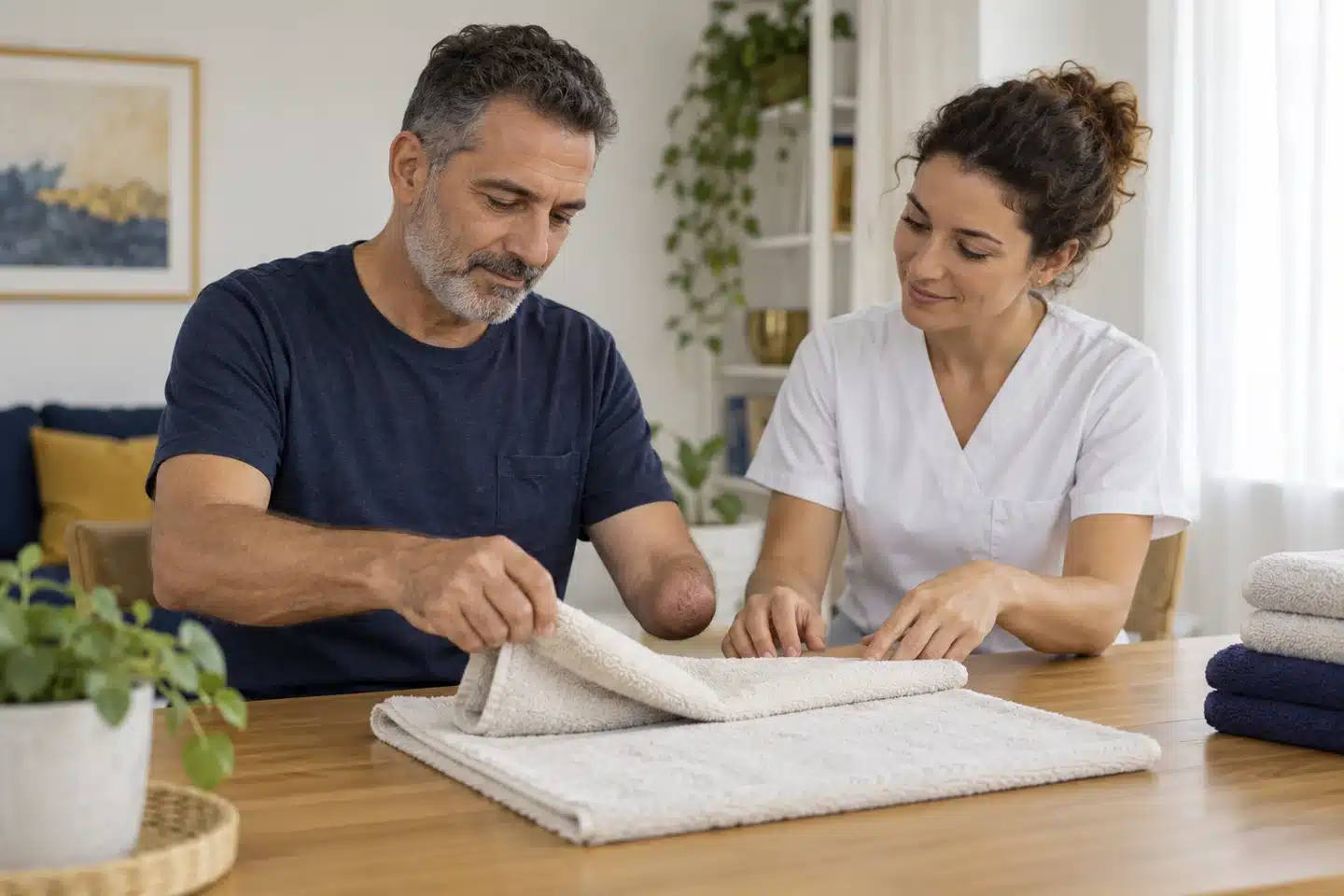 המחשת שיקום תפקודי לאחר קטיעת יד: תרגול פעולה יומיומית עם מרפאה בעיסוק